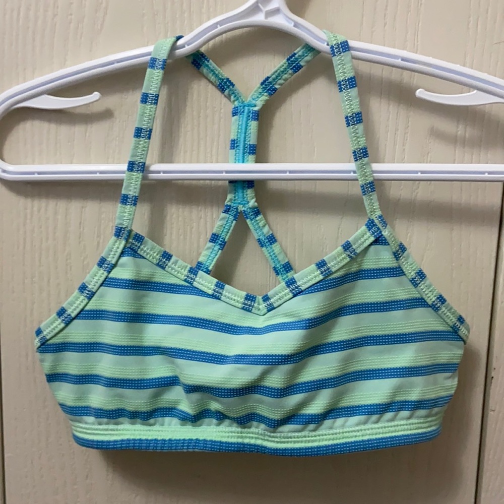 Ivivva Green & Blue Striped Sports Bra